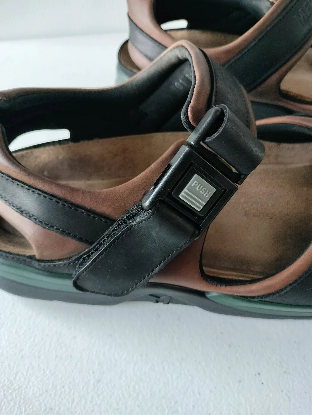 Mephisto Shark Fit Sandals Mens 46 EU/ 12 US Black Brown Leather Comfort Travel